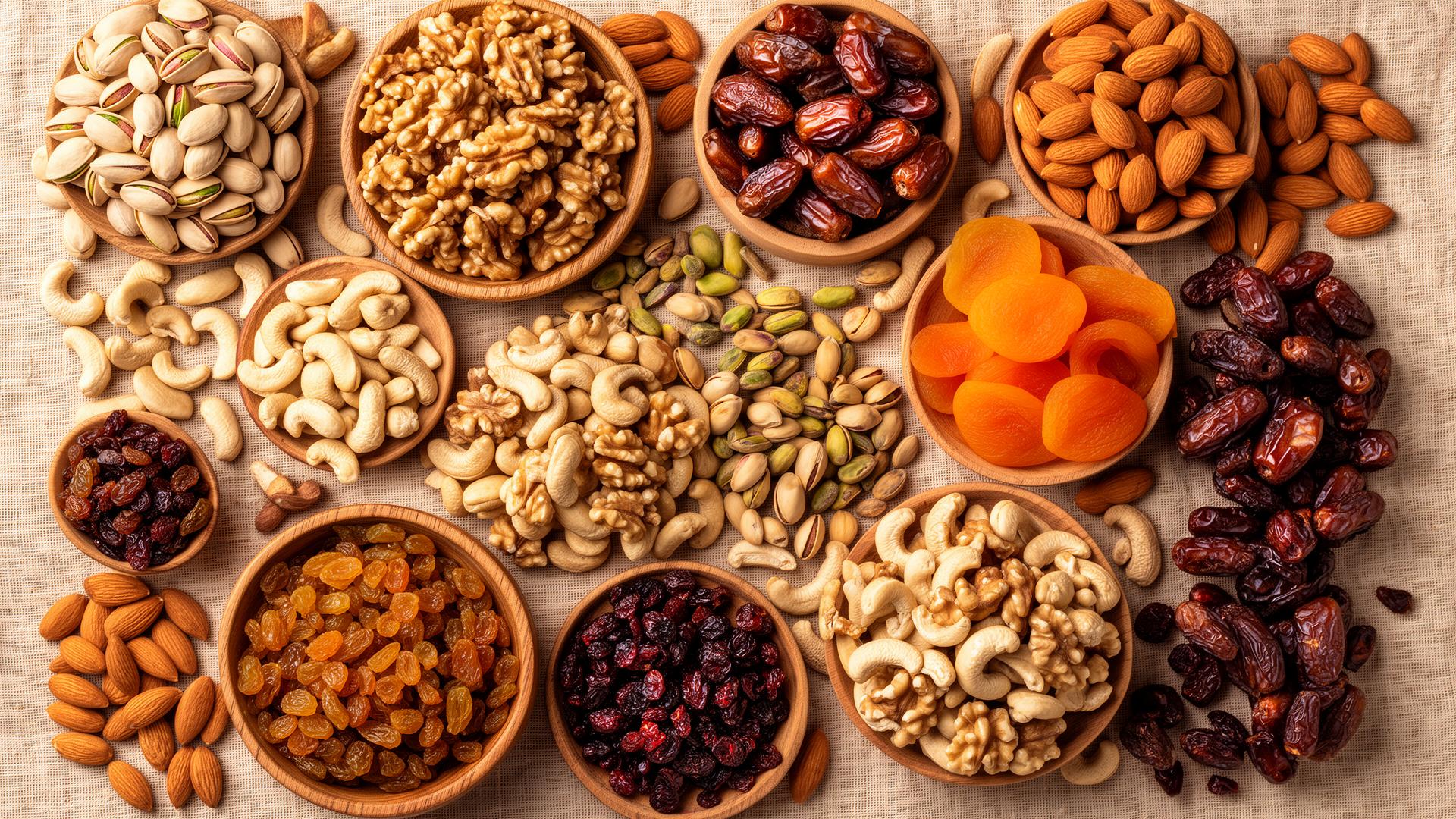 Assortment of premium dry fruits, nuts and seeds